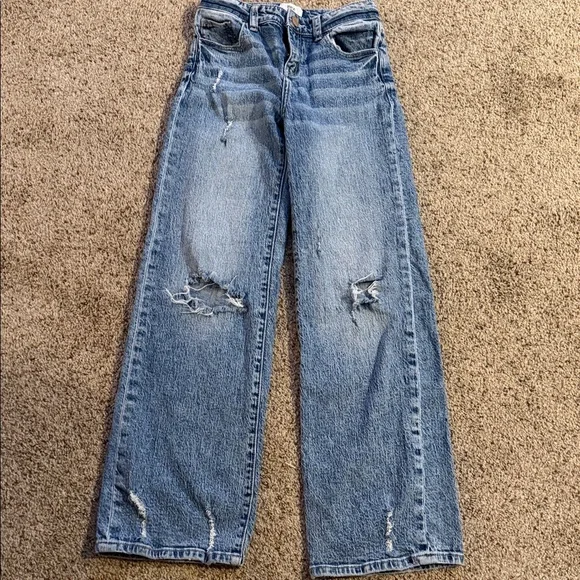 BKE Light Blue Distressed Flare Jeans - Picture 1 of 7